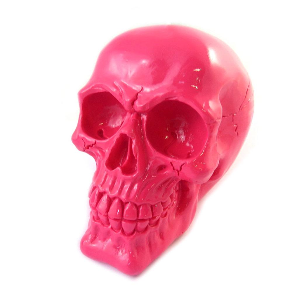 Les Trésors De Lily [Q8839] - Pink 'Skull' Resin Figurine - 15.5x12.5x10 Cm