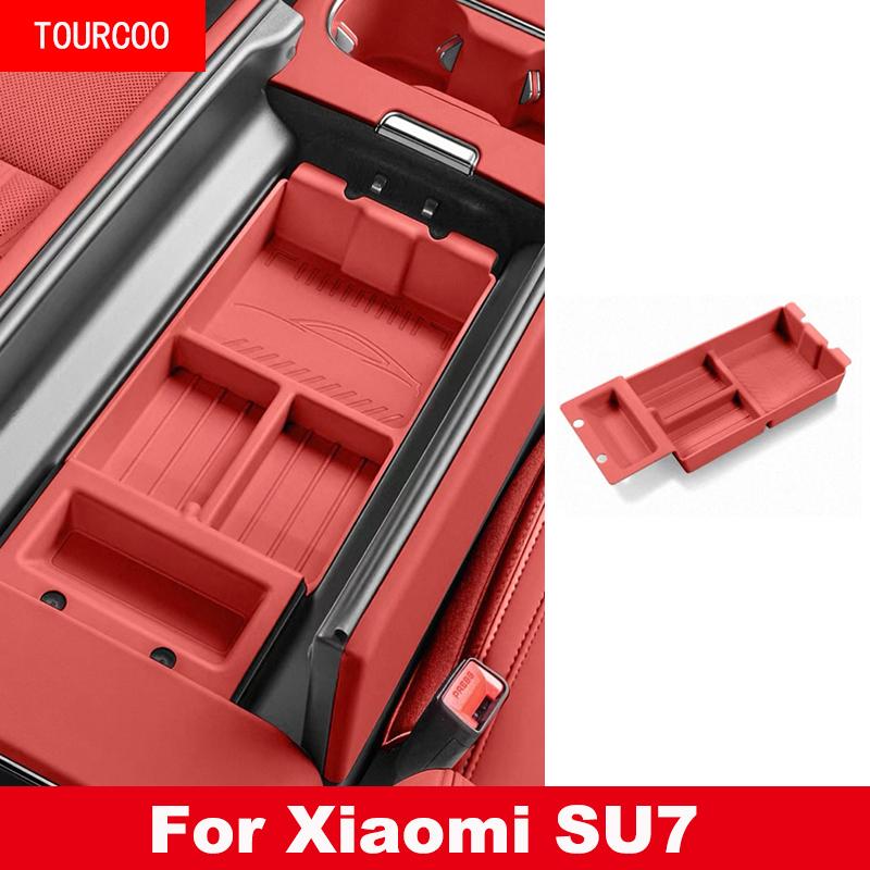 For Xiaomi SU7 2026 Car Center Console Armrest Storage Box Tray Organizer Anti-Slip Mats Storage Tidying Car Storage Box