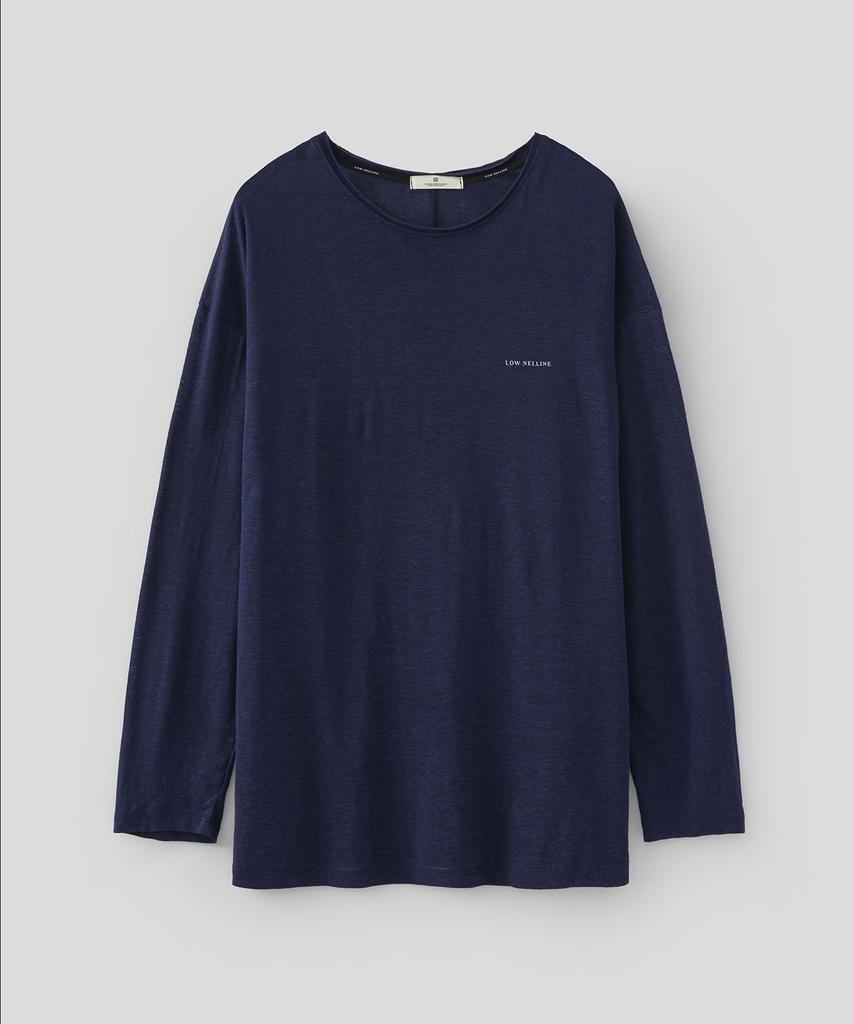 Lounellain Parasol Linen Washing T-Shirt_ Navy