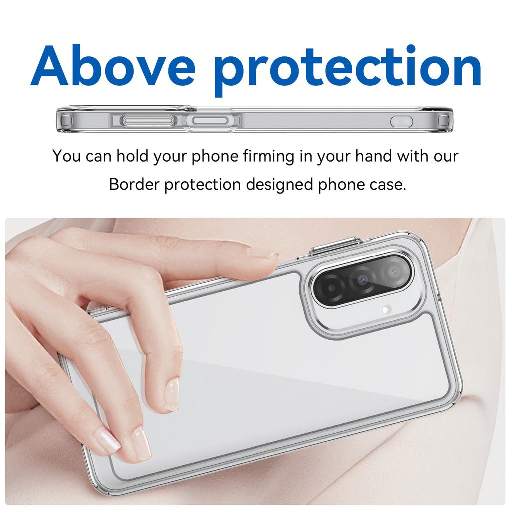 For Samsung Galaxy A17 5G Clear Phone Case WANLONFENG MF2 Series TPU Acrylic Cover with 2Pcs Tempered Glass