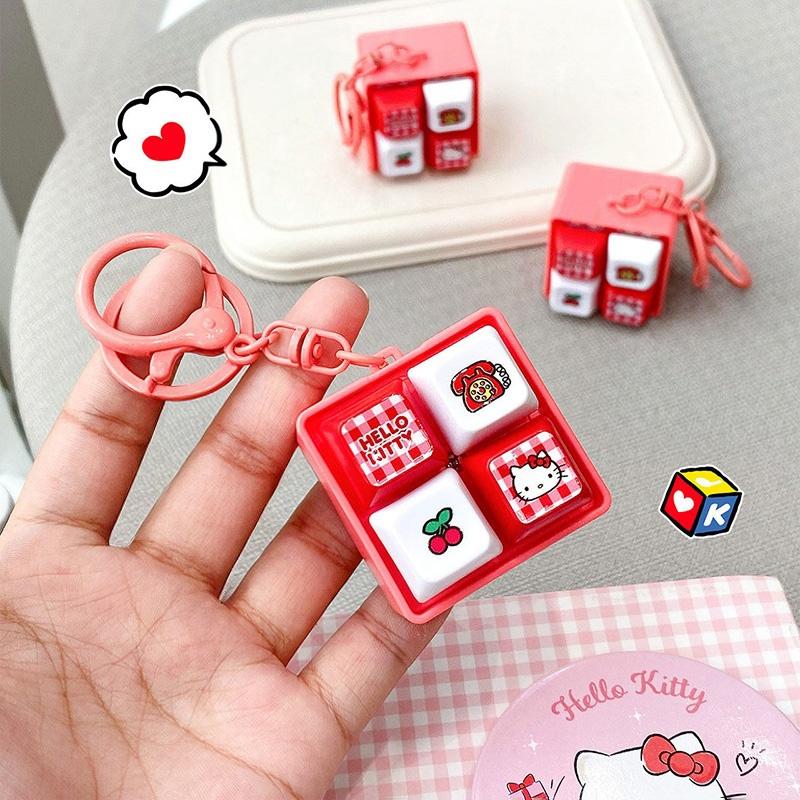 Hello Kitty Keyboard Keychain Stress Relief Keyboard Keyring Kitty Fidget Toys Click Keychain Bag Accessories Hanging Pendant