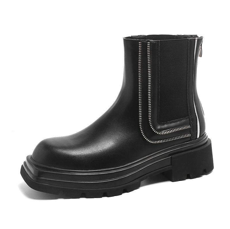

Модные мужские ботинки челси дизайнерская обувь сценическое платье для ночного клуба ковбойские ботинки на платформе массивные оригинальные кожаные ботинки до щиколотки 270 чёрный