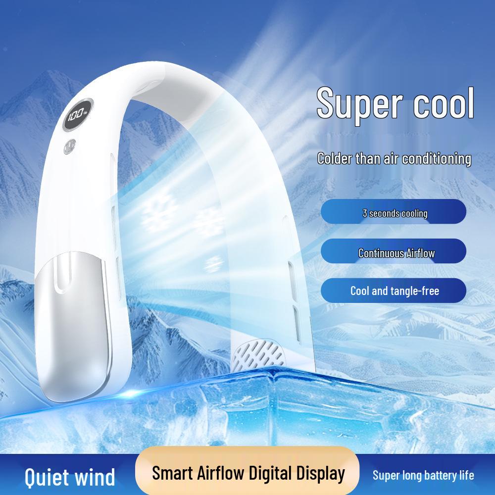 

Popular 100-Speed Rechargeable Bladeless Neck-Hanging Fan with Digital Display for Outdoor Sports 186 x 55 x 208 mm белый