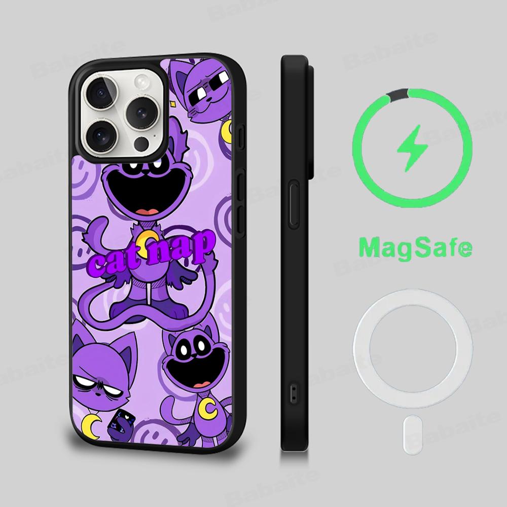 S-Lachende C-Kreaturen C-KATZENSCHLAF HUNDETAG Handyhülle Magesafe Magnetische Kabellose Ladehülle Für iPhone 16 13 14 15 Pro Max Plus Mini