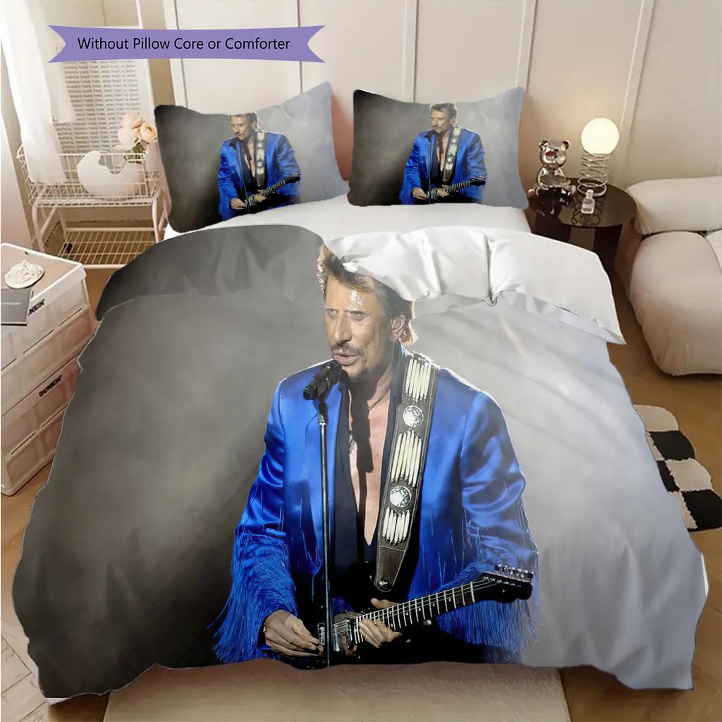 Johnny Hallyday Beyond Rock bedding, duvet cover, pillowcase, home decoration, birthday gift (1 * duvet cover+2 * pillowcase, coreless)