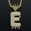 Stylish Hip Hop Zircon Crown Pendant Necklace with 26 English Letters for Women