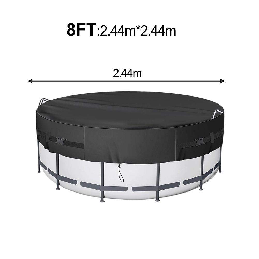 Round Pool Cover for 8/10/12ft Pools 210D Oxford Cloth Shields Against Debris Easy Attachment with Ropes for Stability