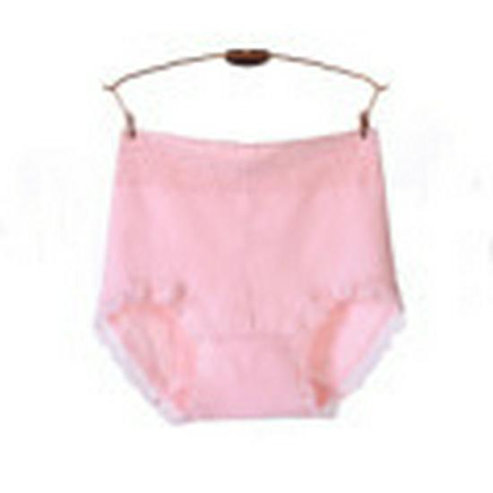 Women's Plus Size High-Waist Breathable Cotton Lace-Trim Tummy Control Panties