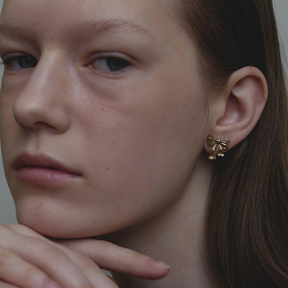 Ribbon Wide Earrings - Gold