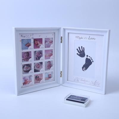 Neugeborene 12 Monate DIY Fotorahmen Baby 1 Jahr Souvenir Handabdruck Fußabdruck Inkpad Rahmen Andenken Hände Gießen