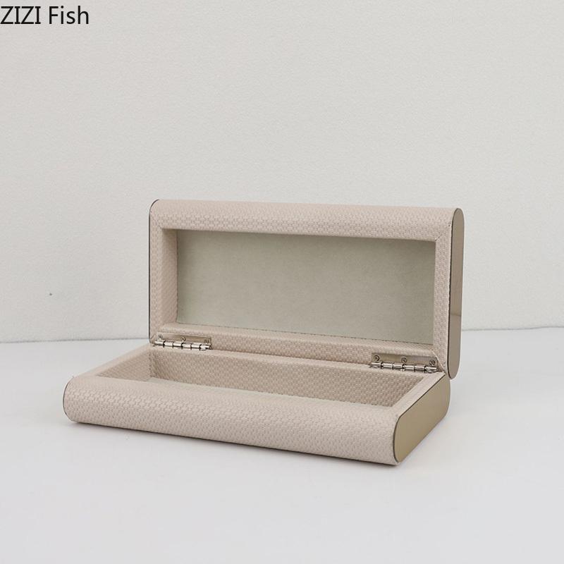 Weaving Texture Leather Decorative Box Jewelry Boxes Dresser Table Desk Decoration Cosmetic Jars Exquisite Jewelry Storage Jar