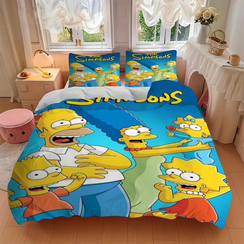 The Simpsons Family Bedding Set Comforter Cover Gift for Bedroom,Includes 1 Cover and 2 Pillowcases, No InsertB465