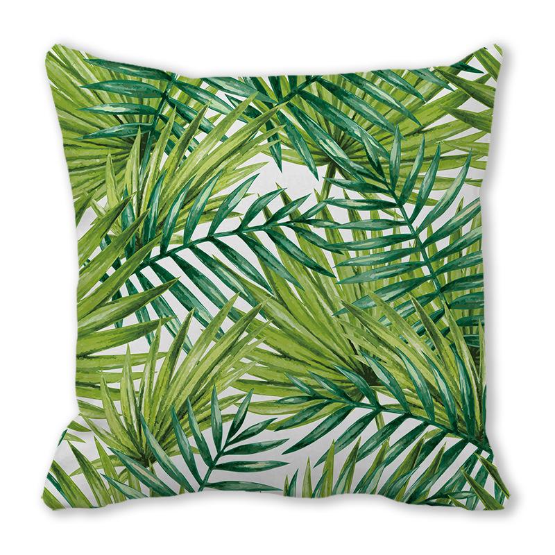 Watercolor tropical green leaf banana leaf Digital printing short plush pillow covers for sofa office cushion cover home goods