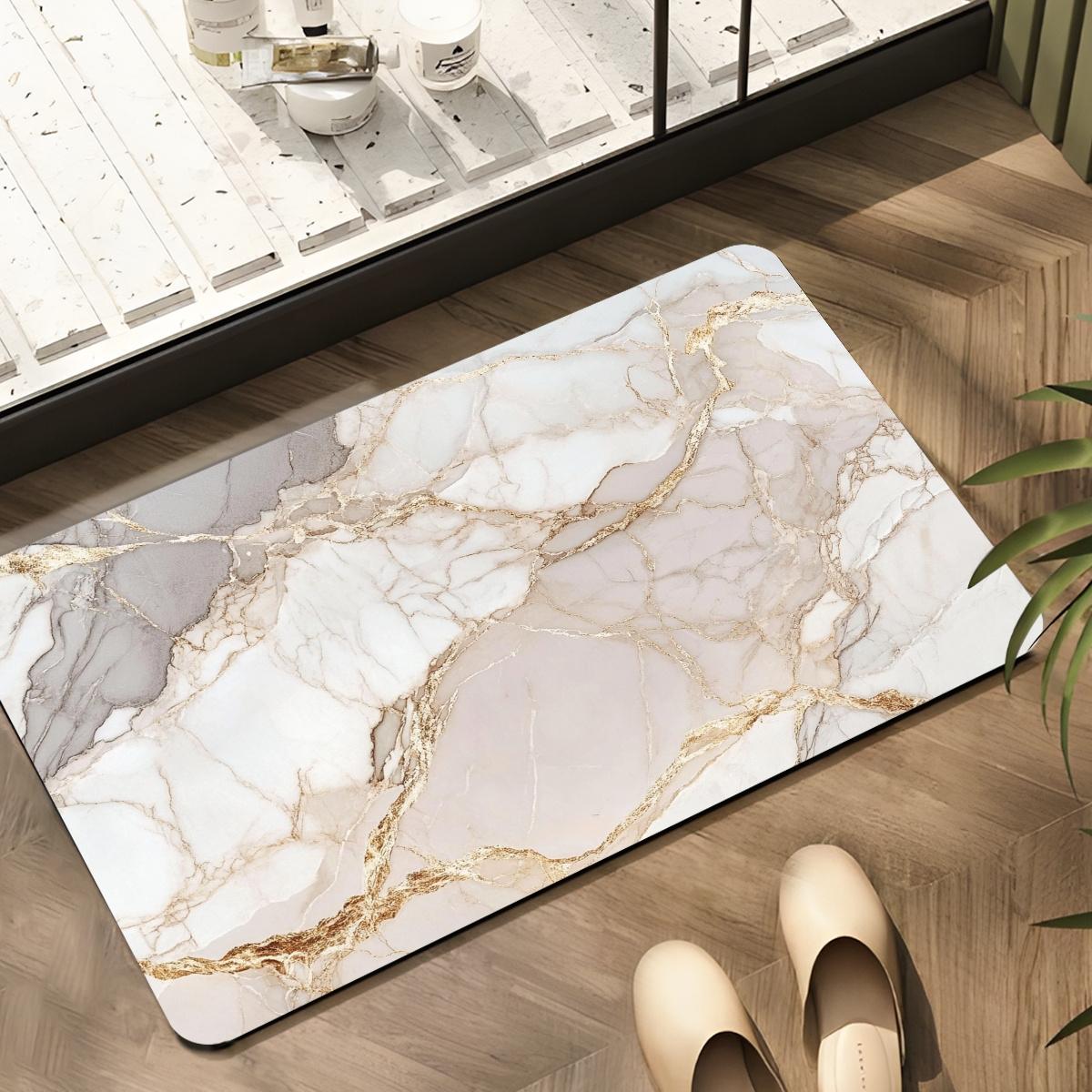 

Luxury Marble-Pattern Bathroom Rug Super Anti-Slip Bathroom Mat for Shower Entrance & Entryway Decor 40X60CM (1.3X2FT