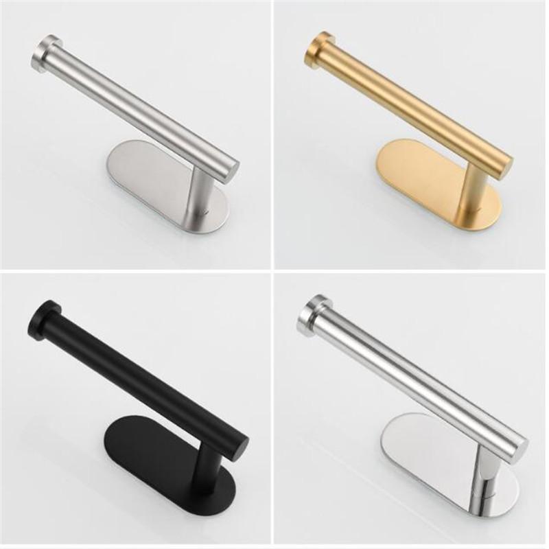 Nail Free Brushed Gold Toilet Paper Holder Kitchen Paper Roll Holder Stainless Steel Bathroom Tissue Holder Tissue Rack Holders
