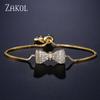 ZAKOL Fashion Bow Zirconia Crystal  Adjustable Bracelet & Bangle for Women Brilliant CZ Party Zircon