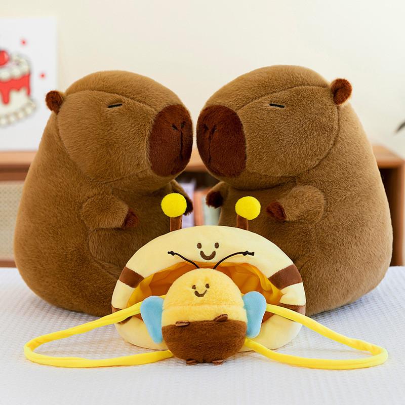 Capybara Animal Plush Toy Cushion With Bee Backpack For Kids Gift