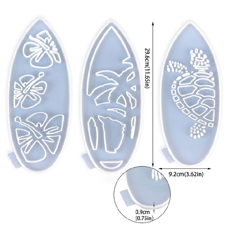 3pcs Surfboard Shaped Mold Handmade Jewelry Mould Wall Decorations Epoxy Moulds