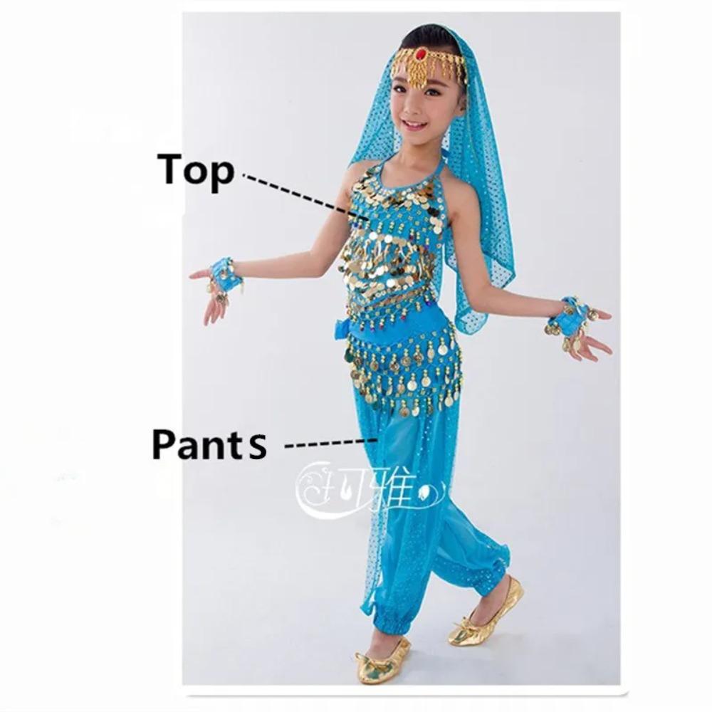 Ensemble Costumes de Danse du Ventre Enfants Danse Orientale Filles Danse du Ventre Inde Vêtements de Danse du Ventre Enfant Enfants Indien 6 Couleurs