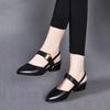 Fashion Womens Shoes Brand Yellow Open Toe Comfort Mid Heel Pumps Spring Summer High Heel Party Banquet Shoes Lady Elegant Black Sandals