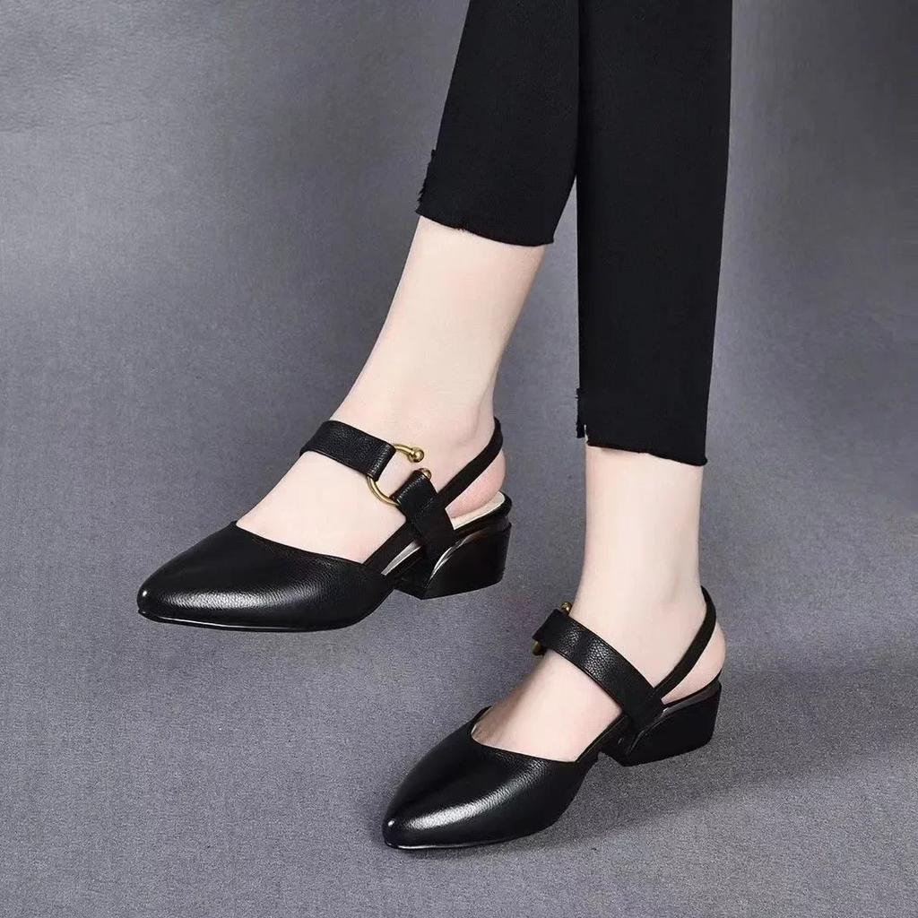 Fashion Womens Shoes Brand Yellow Open Toe Comfort Mid Heel Pumps Spring Summer High Heel Party Banquet Shoes Lady Elegant Black Sandals