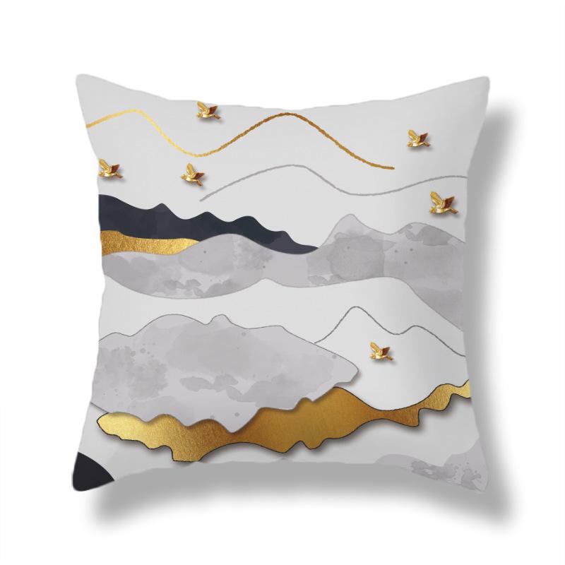 45X45CM Creative Hand-painted Natural Scenery Cushion Cover Sofa Office Seat Cushion Cover Creative Ornaments Home Decoration