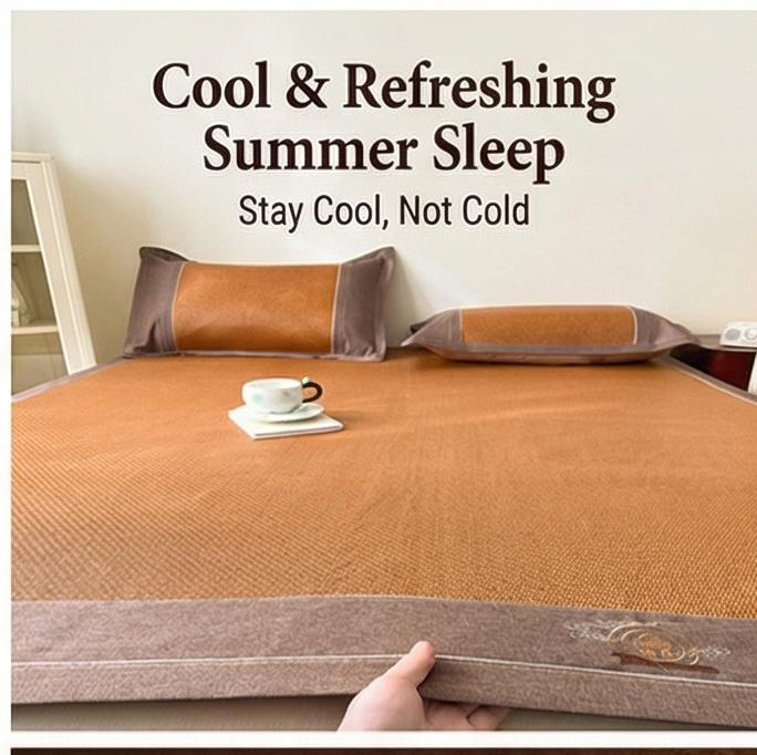 Natural Rattan Ice Silk Cooling Mat, Baby-Safe Double-Sided All-Season Bed Sheet, 2025 New, Multiple Sizes for Home & Nursery
