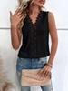Damen Lässiges V-Ausschnitt Patchwork Spitze Ausgeschnitten Ärmelloses Weste T-Shirt Top