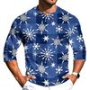 Men's Casual Neck Three-Quarter Sleeve Christmas Print T-Shirt for Holiday Festive Wear
