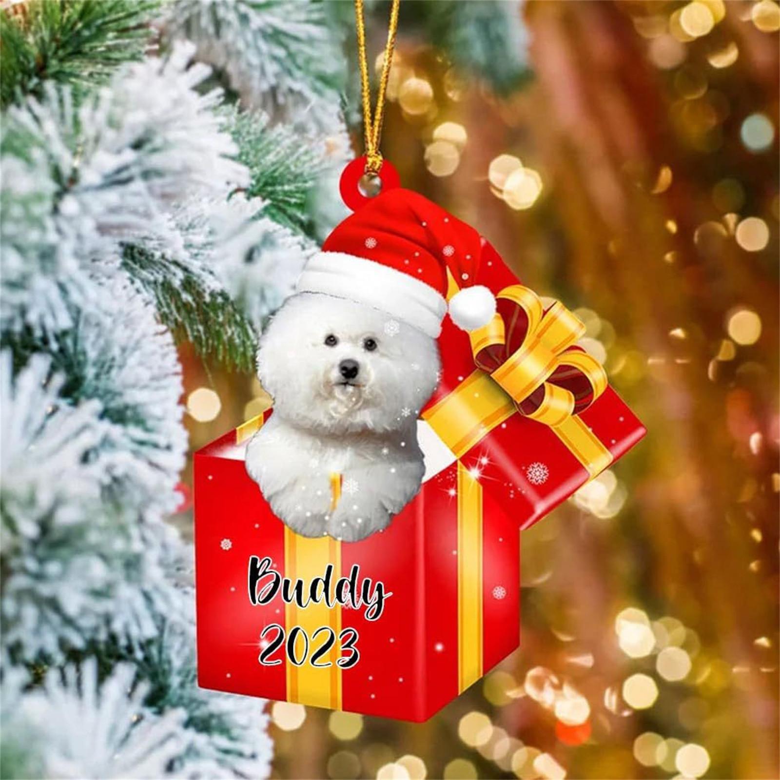 

Christmas Acrylic Dogs Decorations, Acrylic Flat Christmas Tree Hanging Ornaments, Dog Pendant For Tree / Car / Backpacks 2D Flat One Size