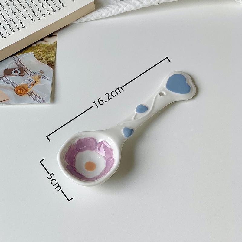 

1Pc Cute Underglaze Ceramic Spoon with Long Handle for Home Dessert Yogurt Oatmeal - Stylish INS Kitchenware