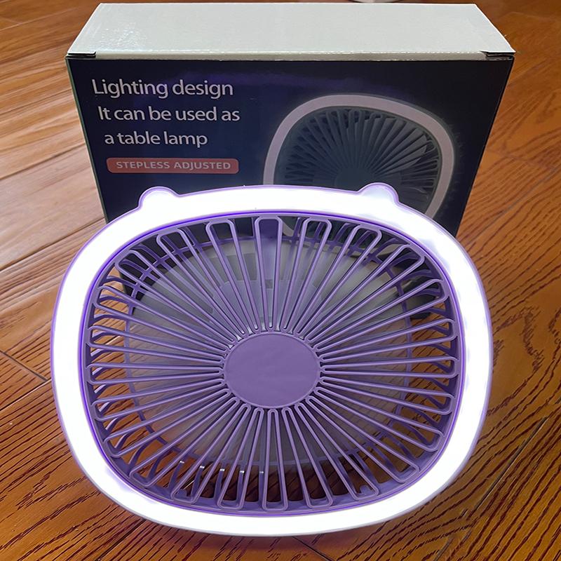 

Портативная настольная лампа, электрический вентилятор, летний настольный мини-вентилятор, USB перезаряжаемый потолочный вентилятор, подвесные вентиляторы для кухни и кемпинга на открытом воздухе фиолетовый