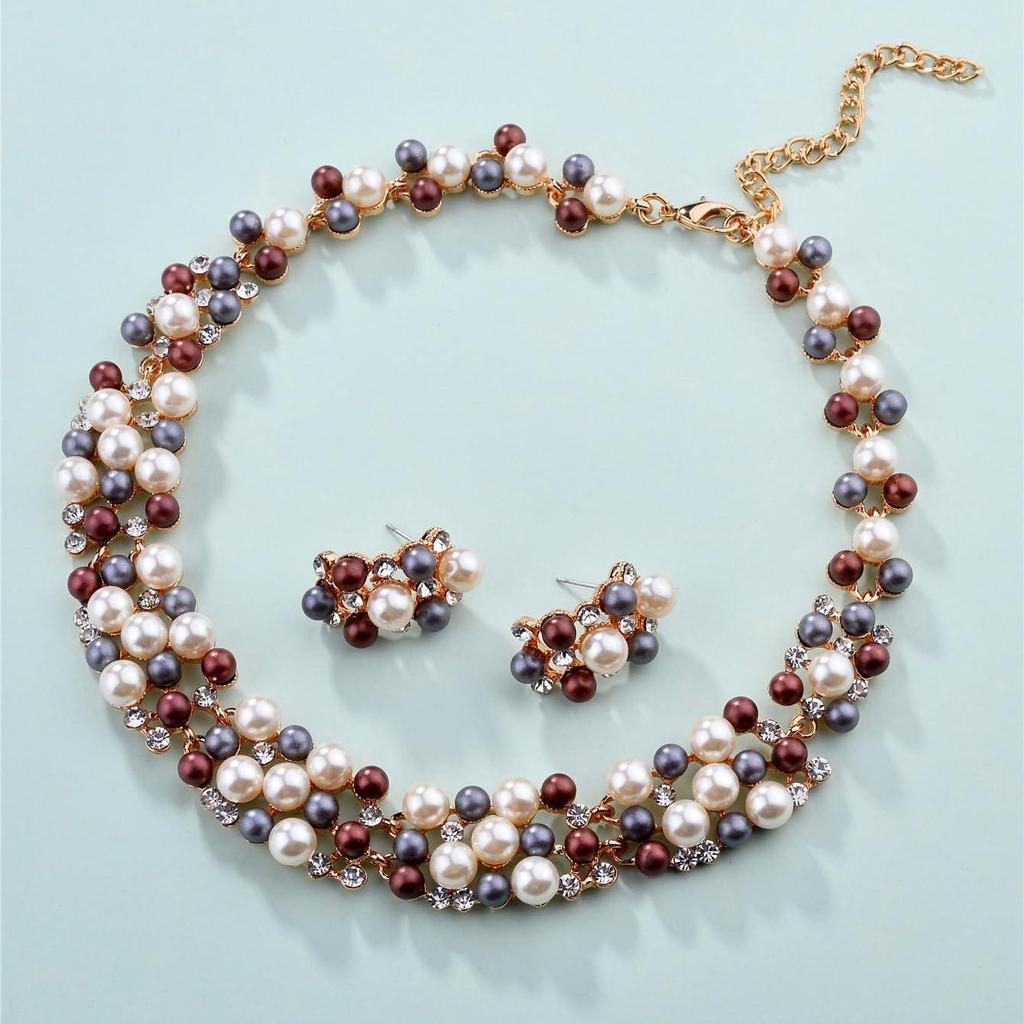 Latest Stylish Design Fancy Pearl Necklace Jewellery Set for Women
