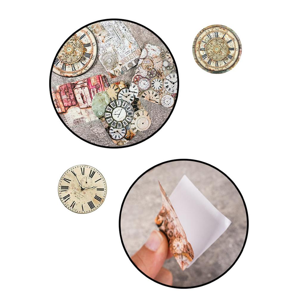 46pcs Diary Decorative Decal Self Adhesive Vintage Clock Pattern Diary Stickers for Handbooks Notebooks Albums Theory