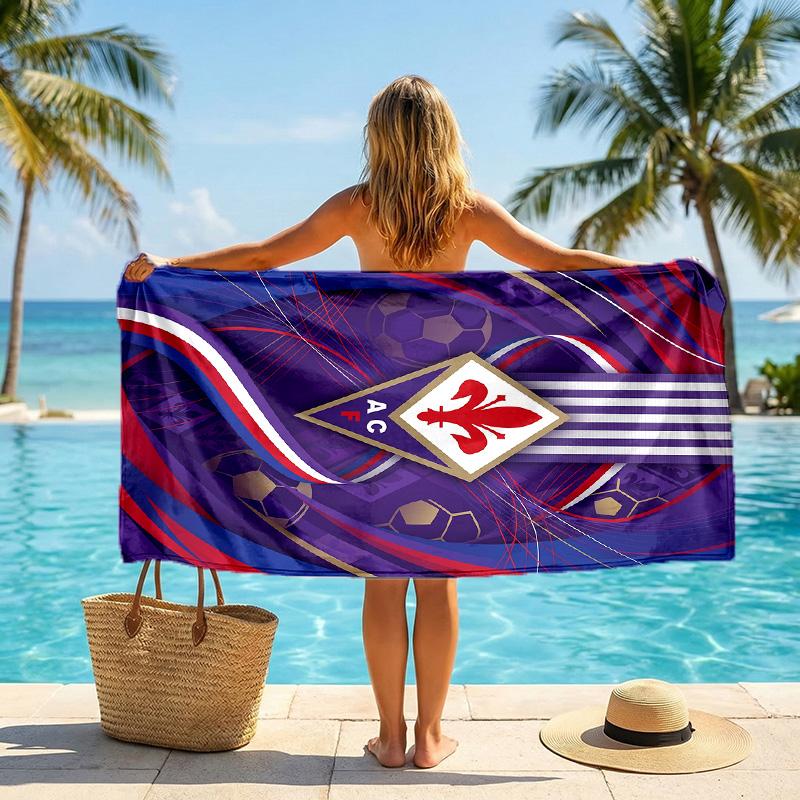 Telo da Spiaggia Asciugatura Rapida Fiorentina FC Stampa Microfibra Assorbente Portatile da Viaggio Asciugamano da Nuoto