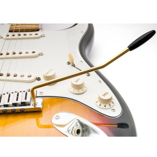 Musiclily Ultra 5mm Threaded Stainless Steel Tremolo Arm, Metric, for Mexican Fender Strat Electric Guitars, Gold with Black Cap