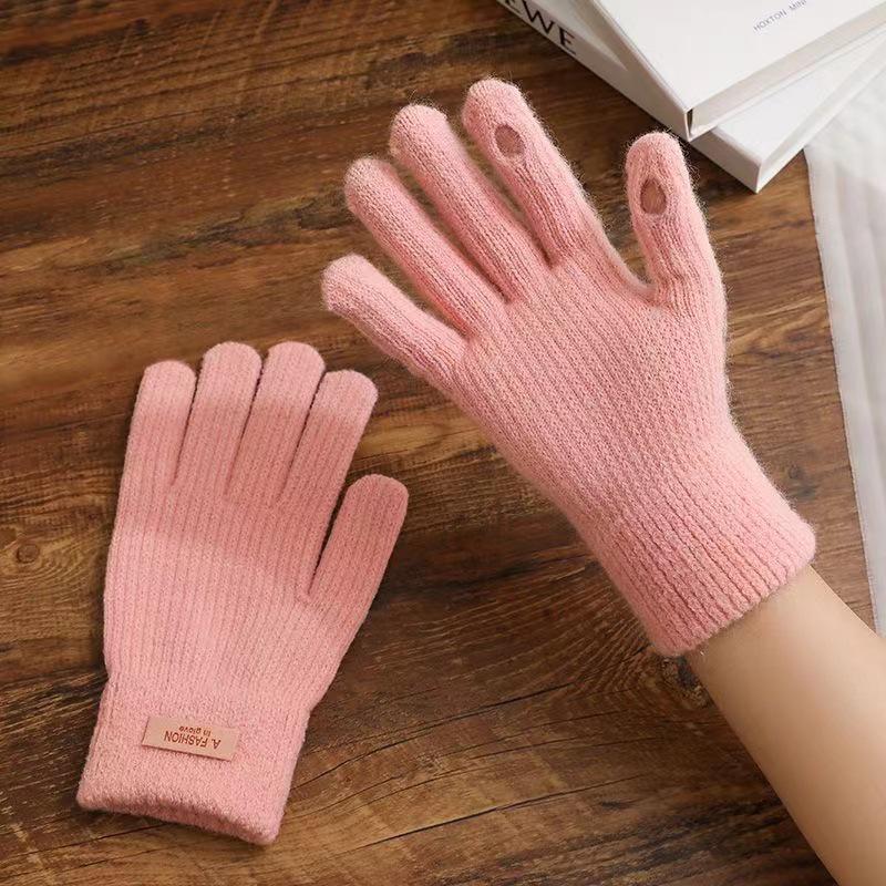 Korean Style Winter Touchscreen Knitted Gloves - Cute, Warm, Cold-Proof for Female Students & Cycling