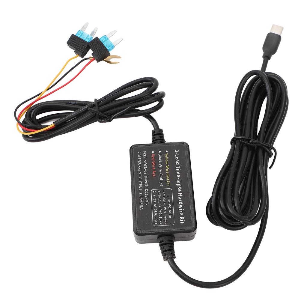 Typ C Dashcam Festverkabelungssatz 12V‑30V auf 5V Dashcam Stromkabel für GPS-Stromversorgung, Radarwarner und mehr