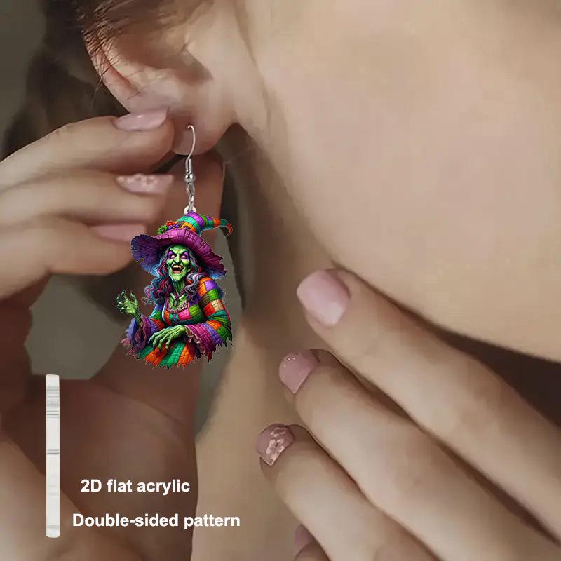 Spooky Witch Ghost Acrylic Halloween Earrings