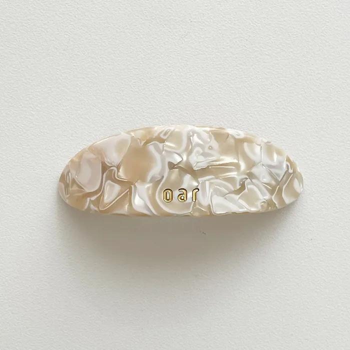 Classic Big Marble Barrette [Ivory Marble]
