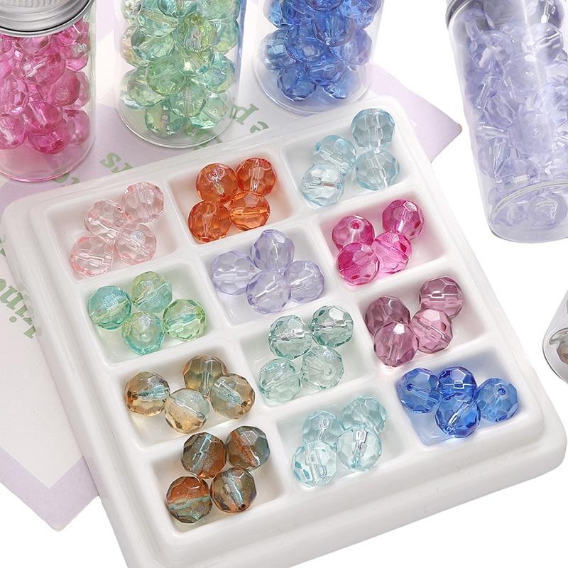 [10mm] Faceted Ball Beads Color Transparent Glass Beads Loose Spacer Beads For Jewelry Making Diy Bracelet Necklace Accessories