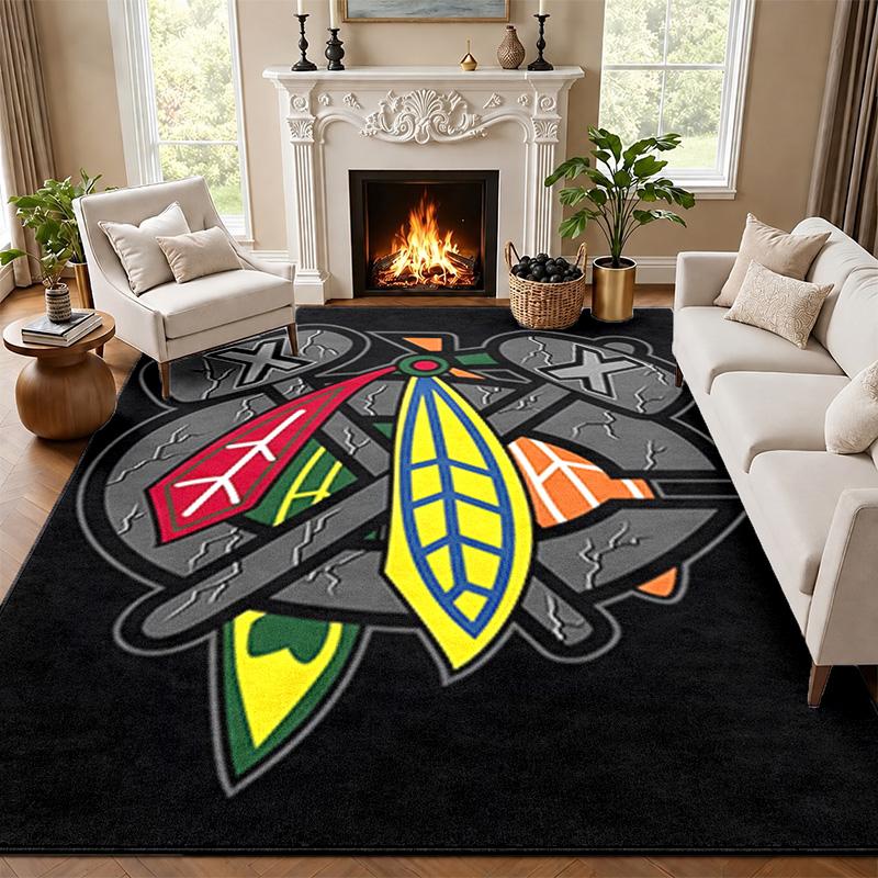 Chicago Blackhawks Carpet Door Mat for Living Room or Bedroom Protective Mat Under Chair Office Decoration Christmas Gift Birthday Present