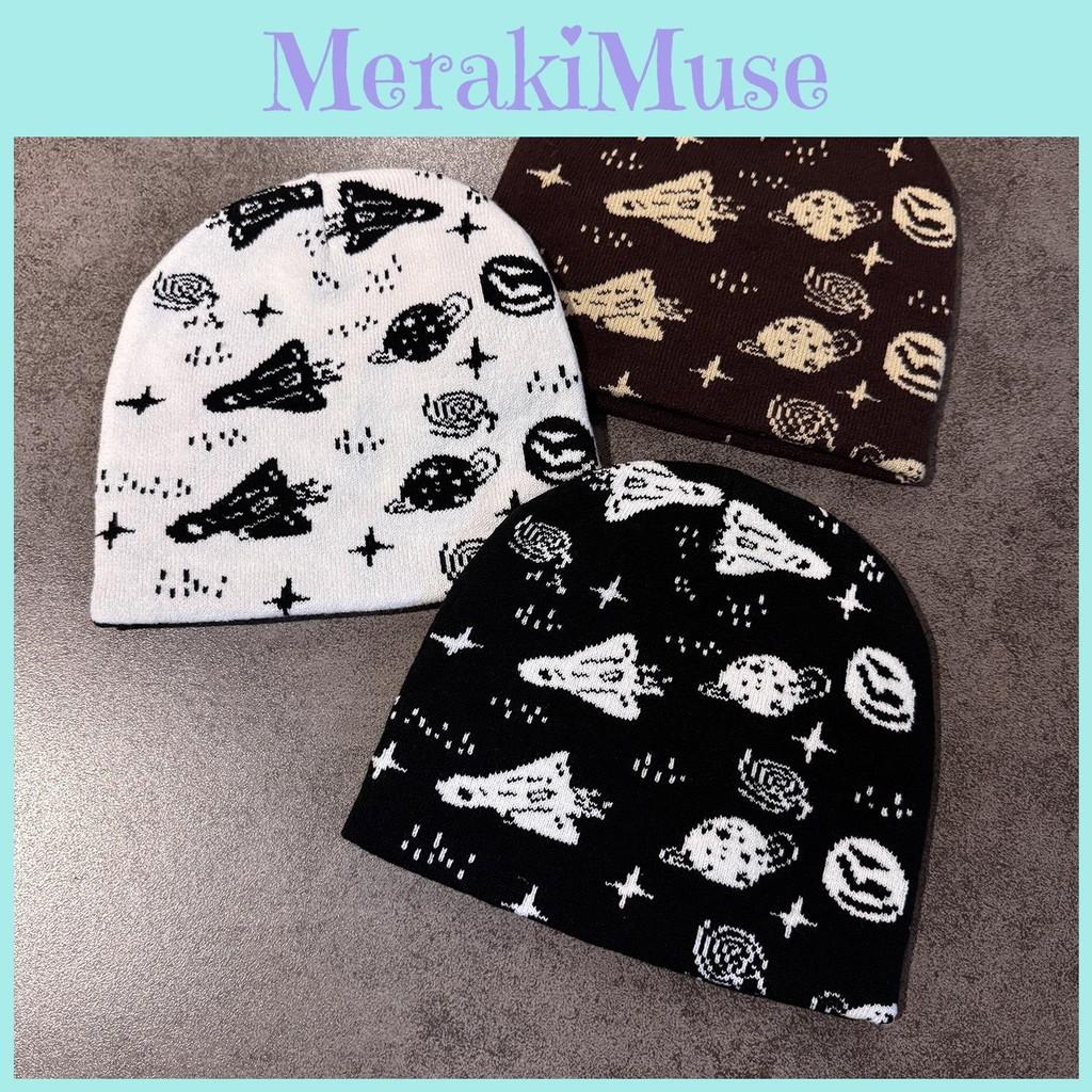 Planet Rocket Fall Winter Knit Wool Hat High Top Design Style Casual Outdoor