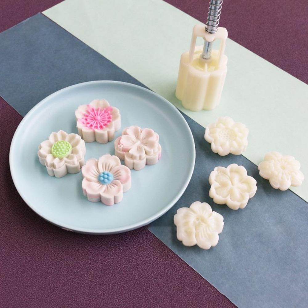 1 Set DIY Mooncake Mold Plastic Hand Press Pastry Mold Hand Press Mung Bean Cake Model Pastry Embossing Make Kitchen Baking Tool