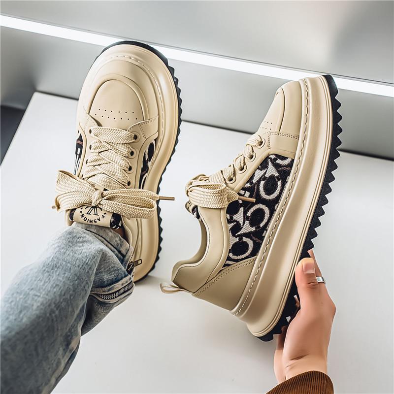 

Мужская обувь премиум-класса 2025 года, новая универсальная спортивная повседневная обувь, обувь на высокой платформе, интернет-знаменитость, корейская версия, обувь ins tide 44 бежевый