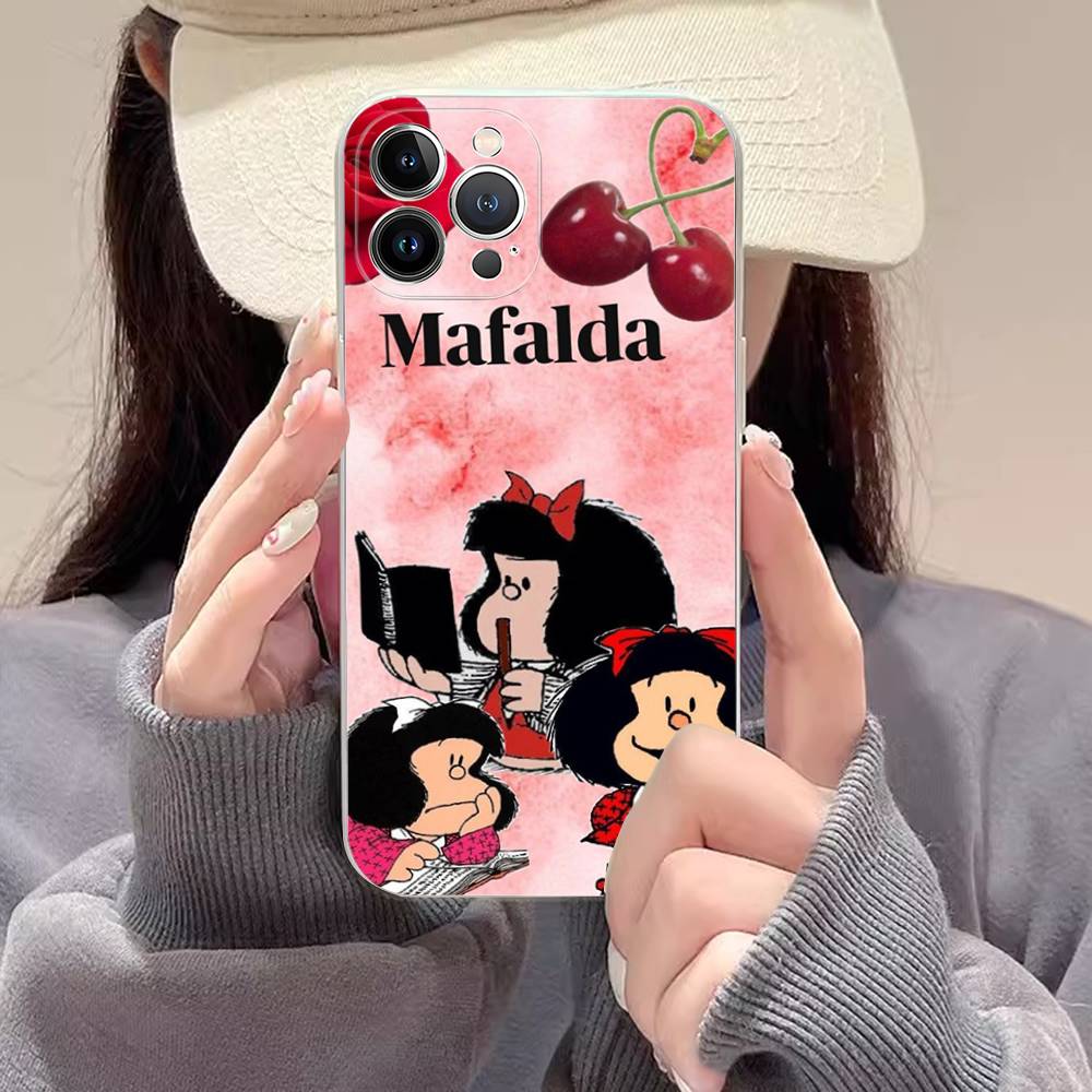 Cartoon Mafalda Handyhülle Für IPhone 17 16 15 14 11 12 13 Mini Pro XS Max Plus Hülle Schale