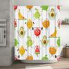 Adorable Cartoon Fruits Workout Bath Mat Shower Curtain for Kids Bathroom Decor this title highlights the cute cartoon fruit the