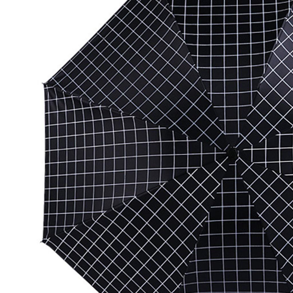 Prenosný skladací dáždnik 3-násobný 8 rebier Dáždnik do dažďa a na slnko Dvojaké použitie Vetruvzdorný Skladací Dáždnik s kockovaným vzorom pre