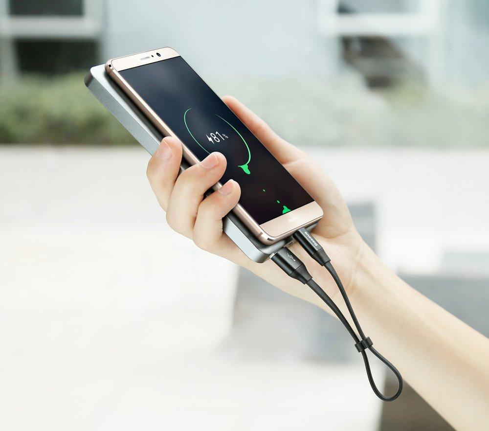 Cablu USB-C Baseus de 0,23 m cu suport - negru 2A