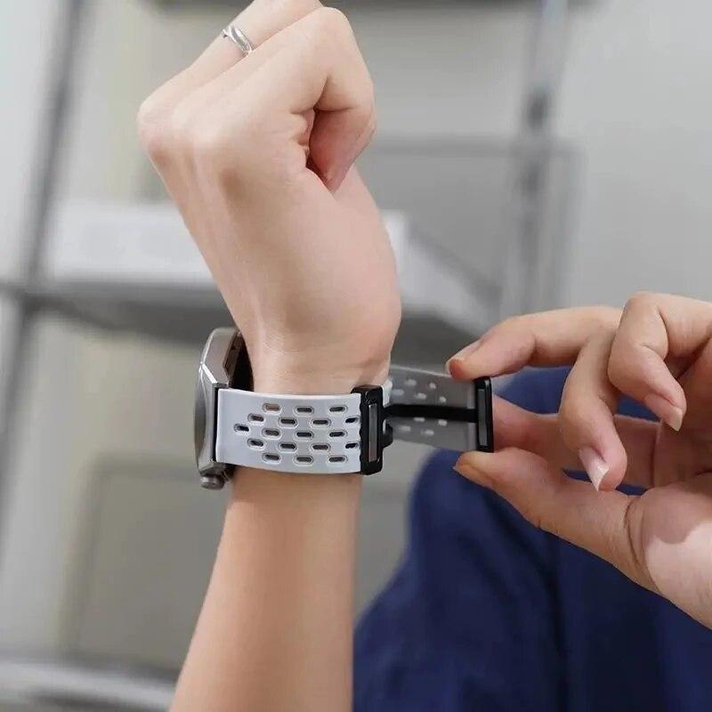 22mm 20mm Pustende silikonreim for Samsung Galaxy Watch 7 4 5 6 S3 Active Magnetisk bånd Huawei GT 3 4 Amazfit Bip armbånd